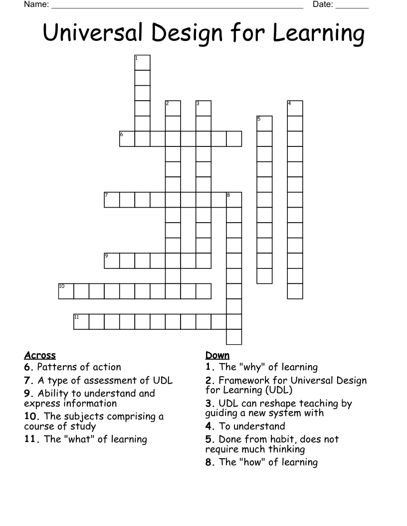 Universal Design For Learning Crossword WordMint
