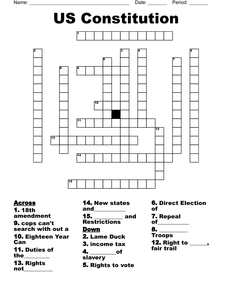 US Constitution Crossword WordMint US Constitution Crossword WordMint