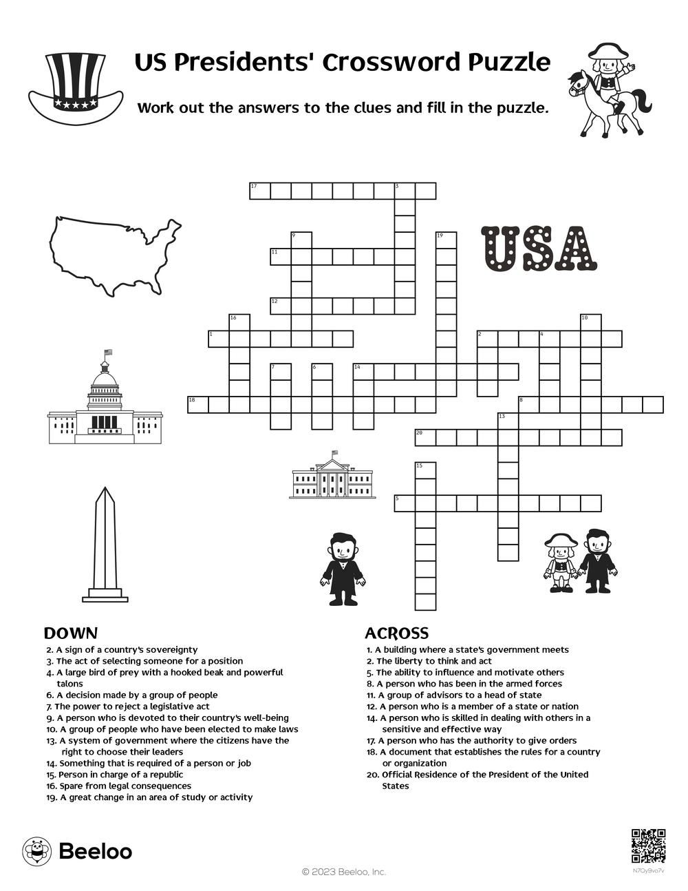 US Presidents Crossword Puzzle Beeloo Printable Crafts And Activities For Kids US Presidents Crossword Puzzle Beeloo Printable Crafts And Activities For Kids