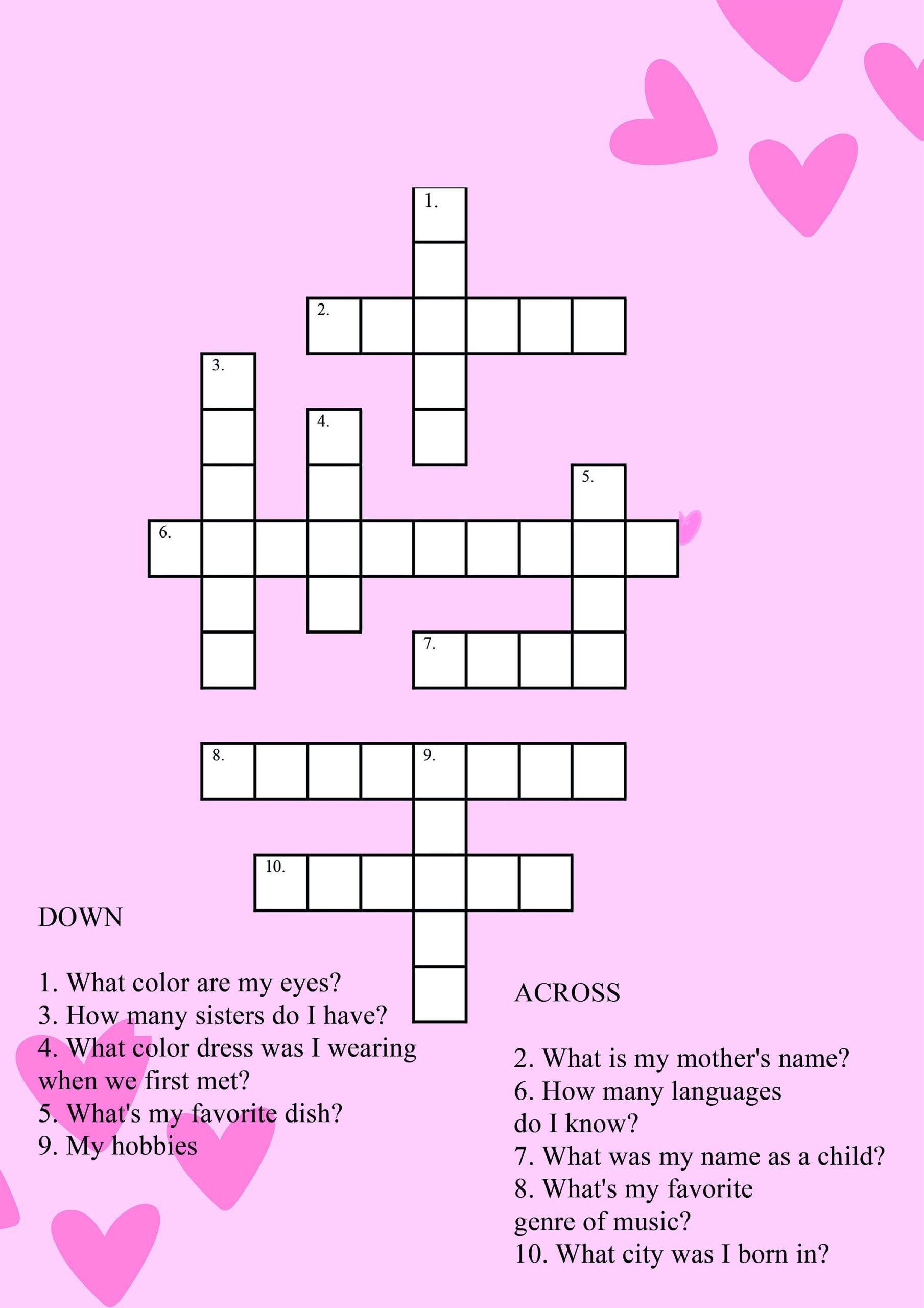Valentine Crossword Puzzle Printable Crossword Puzzle For Valentine s Day Happy Valentine s Day Digital LGBT Pride Games LGBT Gift Etsy UK