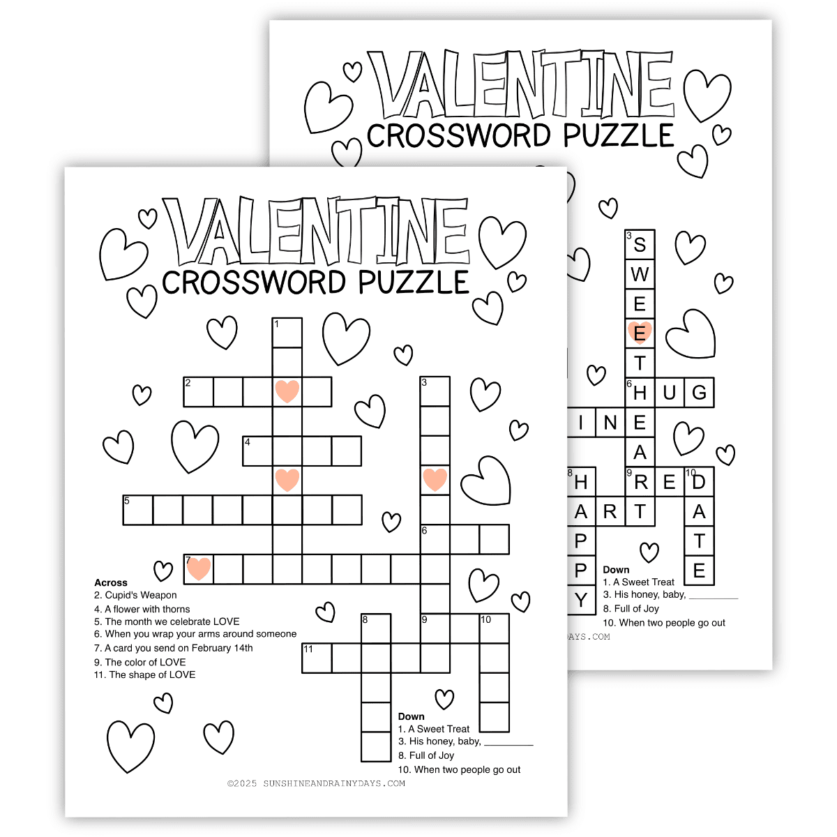 Valentine Crossword Puzzle Sunshine And Rainy Days Valentine Crossword Puzzle Sunshine And Rainy Days