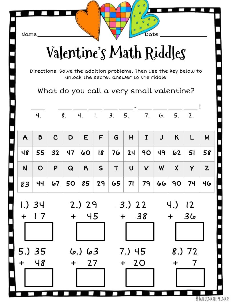 Valentine s Day Bineral Math Puzzles