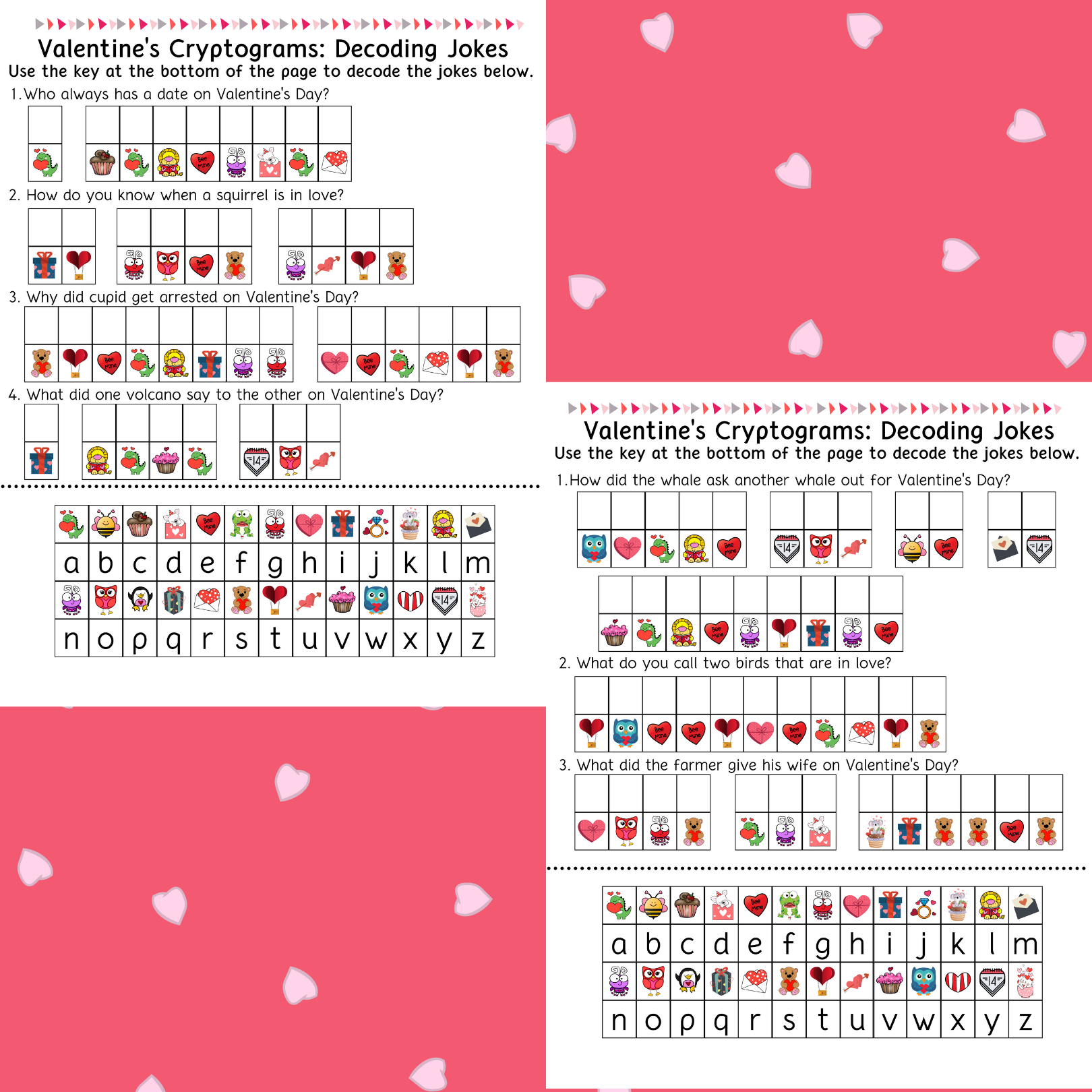 Valentine s Day Cryptogram Worksheets Classful