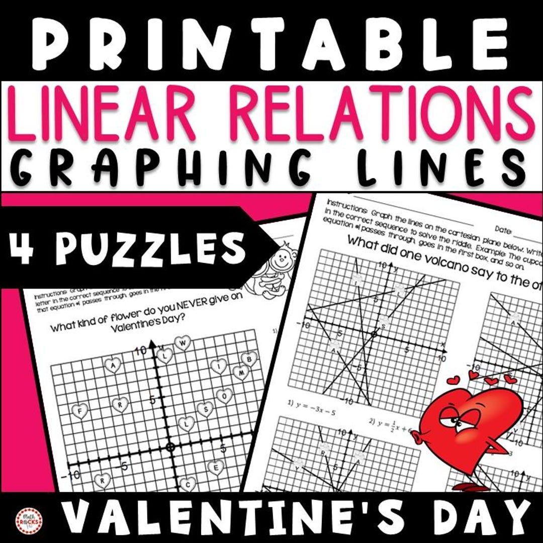 Valentine s Day Graphing Linear Equations Puzzle Printable Math 