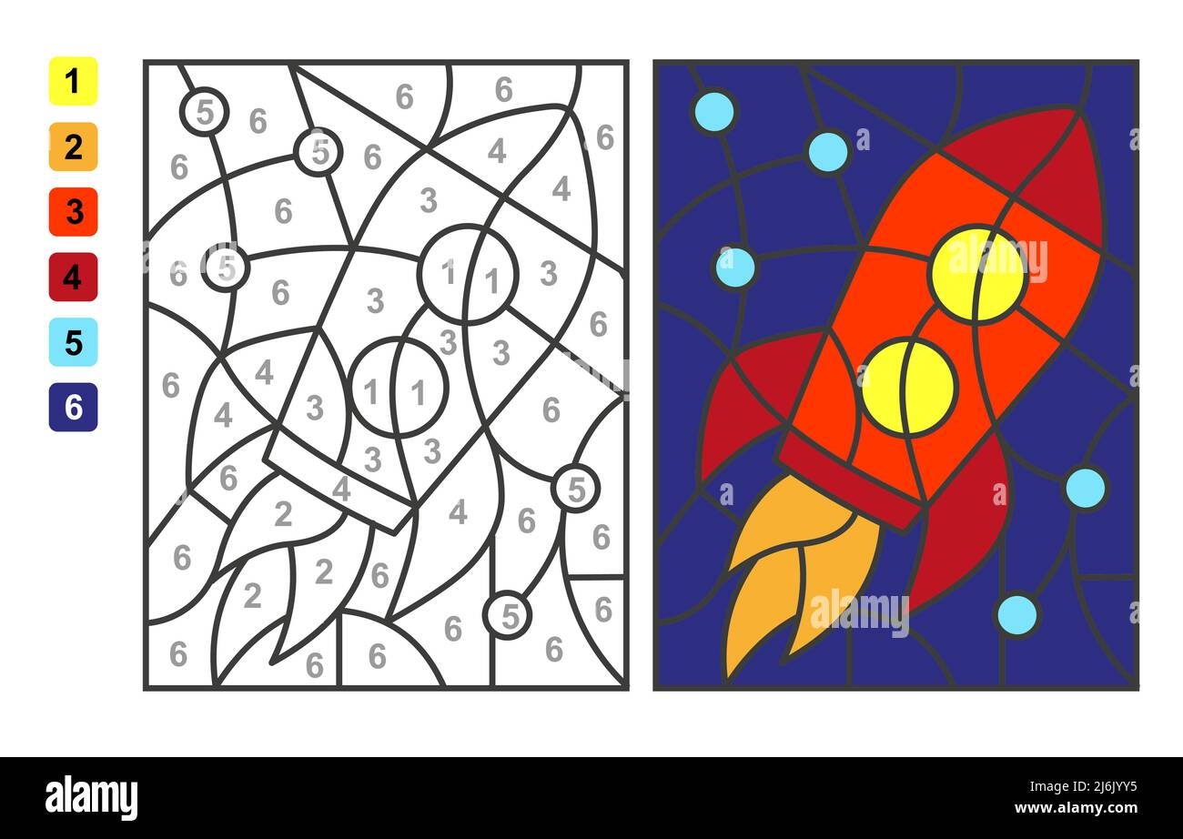 Vector Coloring Page Color By Numbers Rocket Puzzle Game For Children Education And Activities Stock Vector Image U0026 Art Alamy