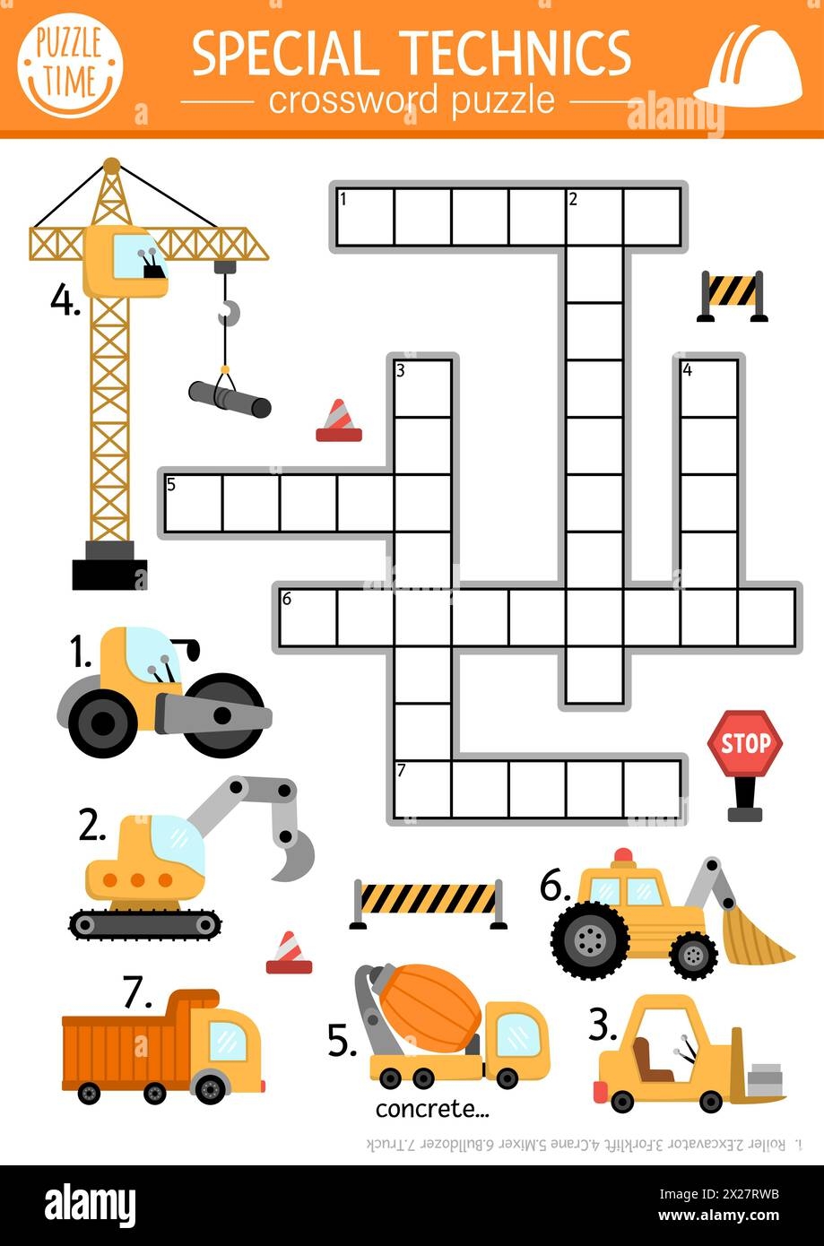 Vector Construction Site Crossword Puzzle For Kids Simple Quiz With Car Truck Excavator Bulldozer Lifting Crane Forklift For Children Cute Educ Stock Vector Image U0026 Art Alamy Vector Construction Site Crossword Puzzle For Kids Simple Quiz With Car Truck Excavator Bulldozer Lifting Crane Forklift For Children Cute Educ Stock Vector Image U0026 Art Alamy