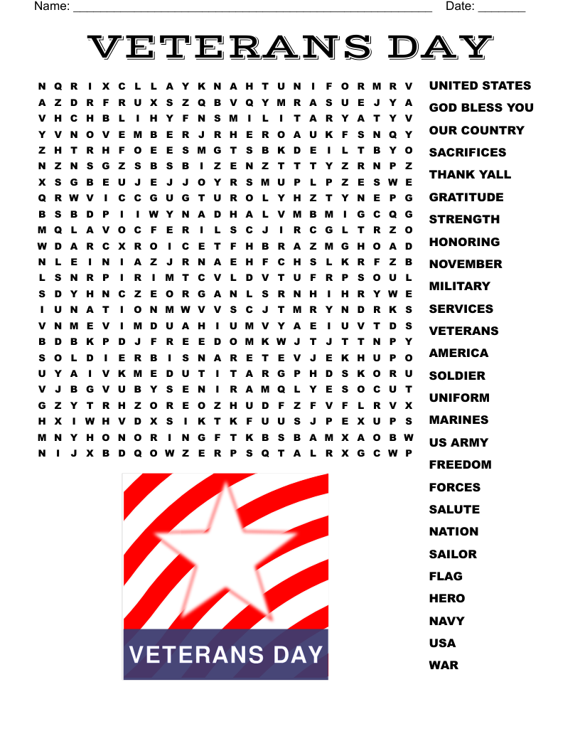 Veterans Day Crossword WordMint