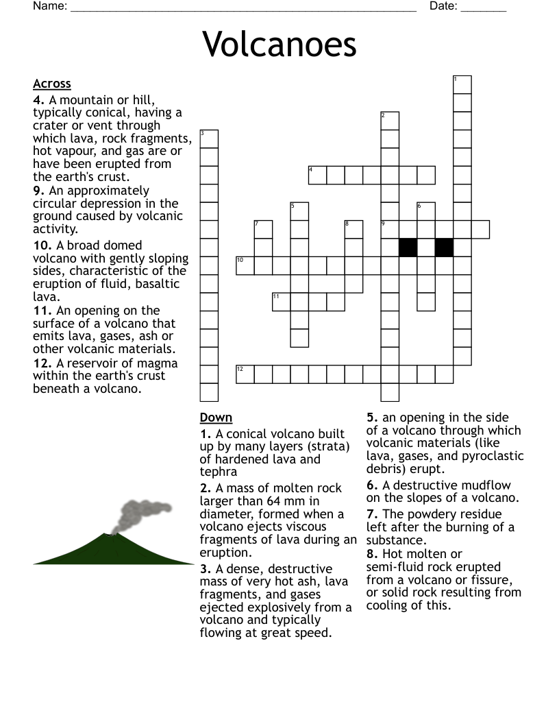 Volcanoes Crossword WordMint