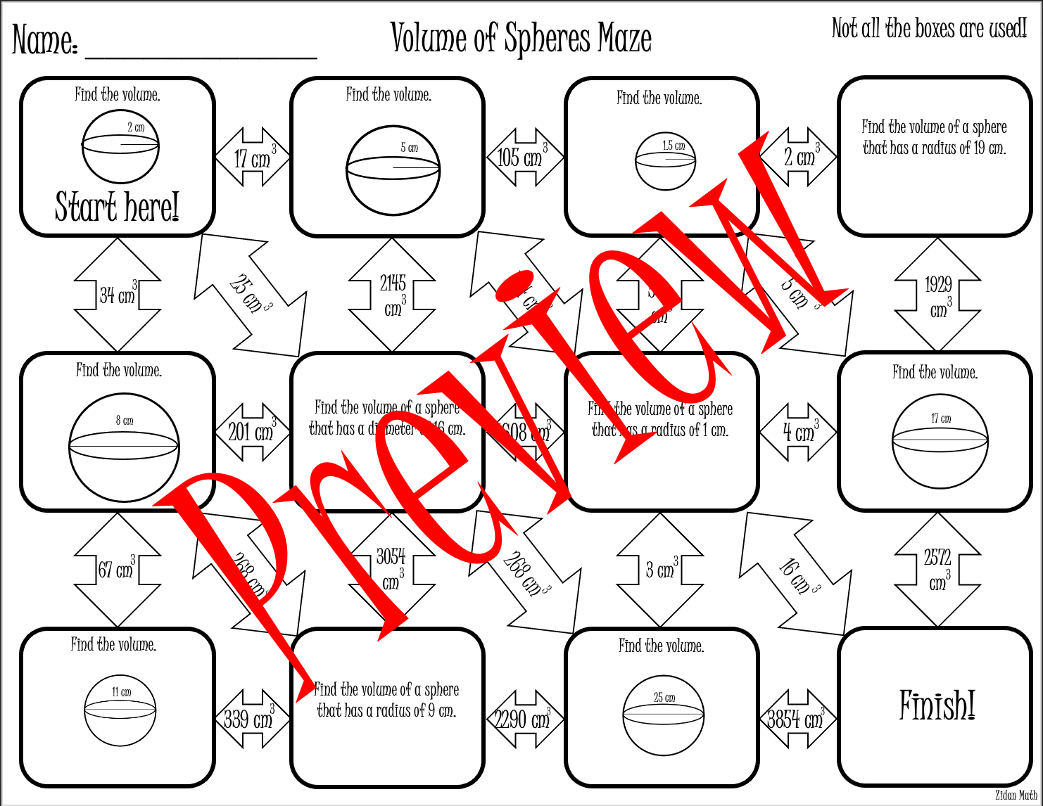 Volume Of A Sphere Worksheet Puzzle
