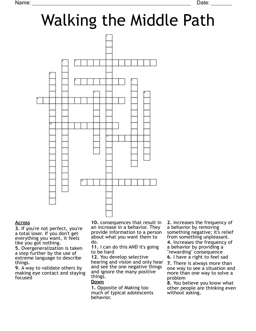 Walking The Middle Path Crossword WordMint