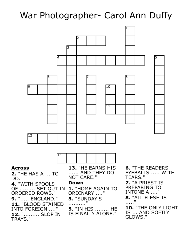 War Photographer Crossword WordMint War Photographer Crossword WordMint