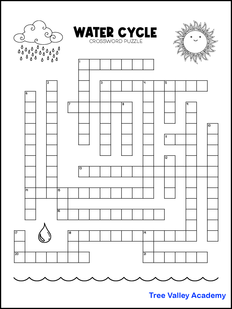 Water Cycle Crossword Puzzle Tree Valley Academy Water Cycle Crossword Puzzle Tree Valley Academy