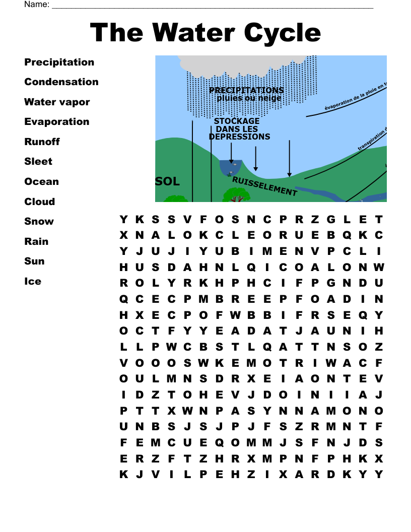 Water Cycle Vocabulary Crossword WordMint Water Cycle Vocabulary Crossword WordMint