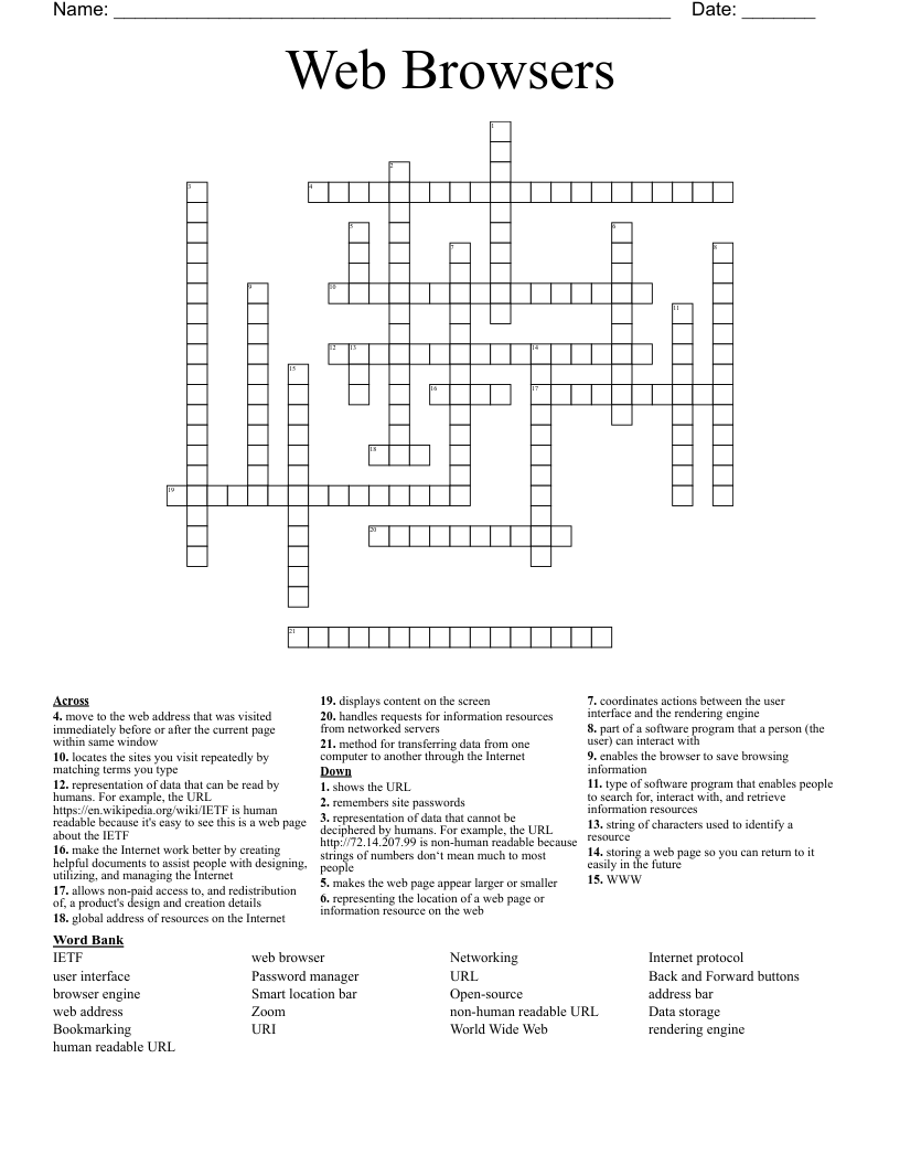 Web Browsers Crossword WordMint Web Browsers Crossword WordMint
