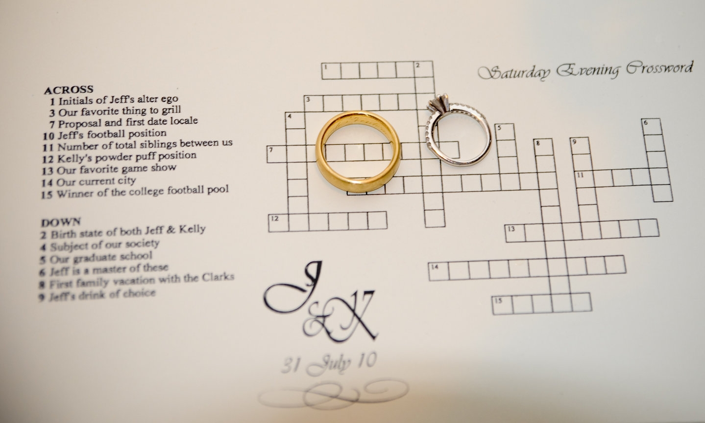 Wedding Idea Crossword Puzzle Erin Langford Photo