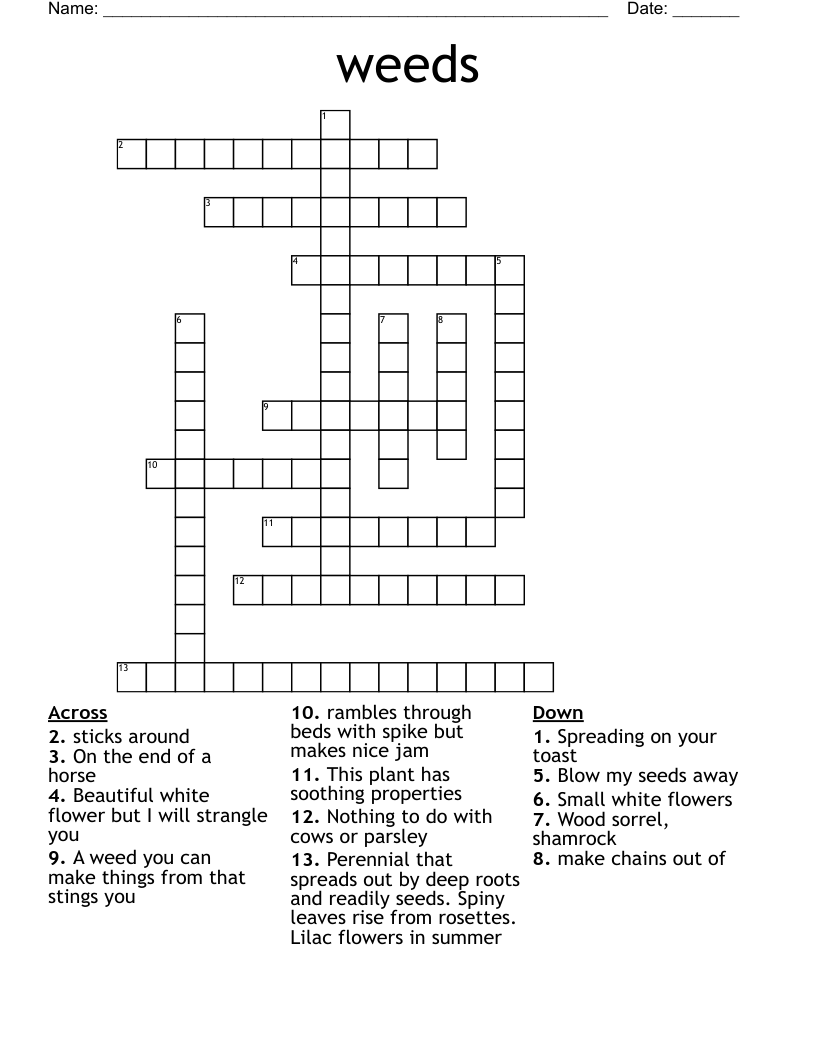 Weeds Crossword WordMint