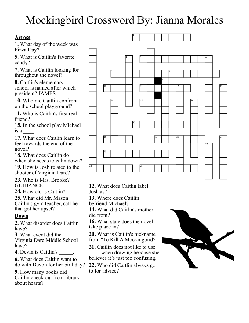 Bird Crossword Puzzle Printable