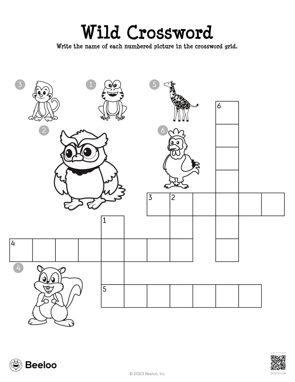 Wild Crossword Beeloo Printable Crafts And Activities For Kids