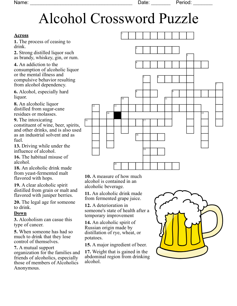 Wine Down Crossword WordMint