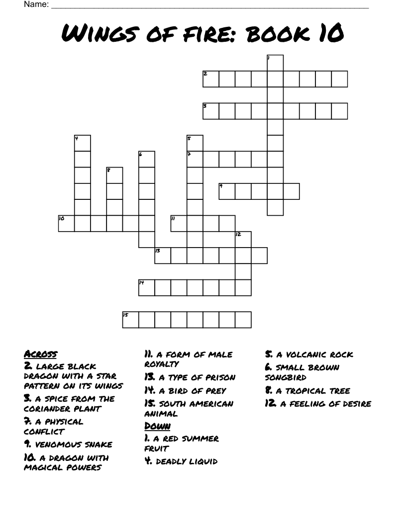 Wings Of Fire Book 10 Crossword WordMint