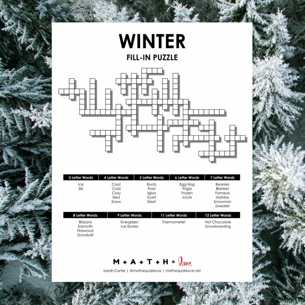 Free Printable Winter Crossword Puzzles Free Printable Winter Crossword Puzzles