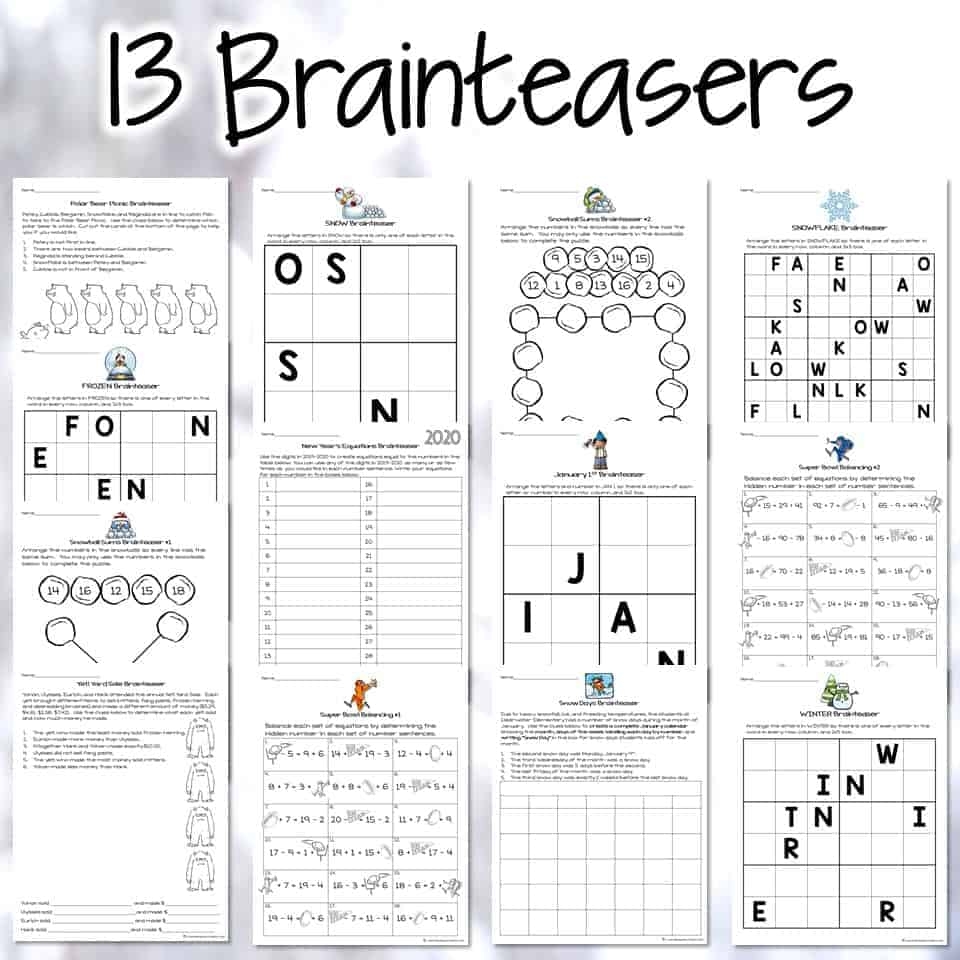 Winter Math Challenges And Brainteasers Winter Math Challenges And Brainteasers