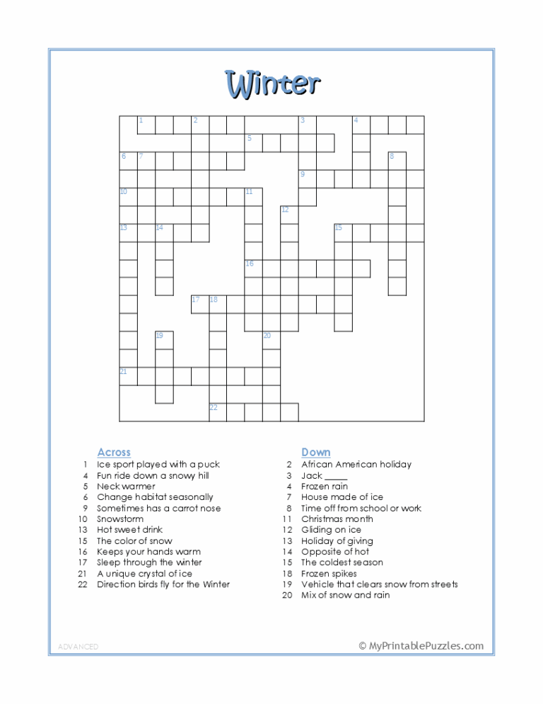 Winter My Printable Puzzles