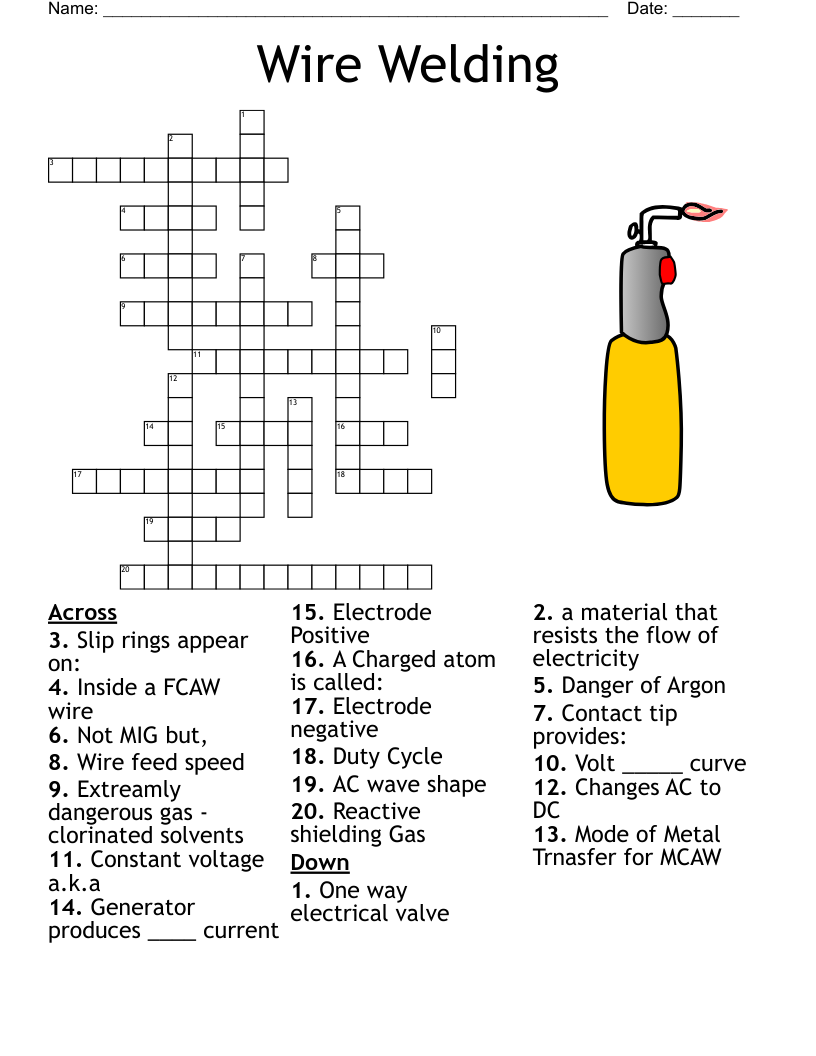 Wire Welding Crossword WordMint