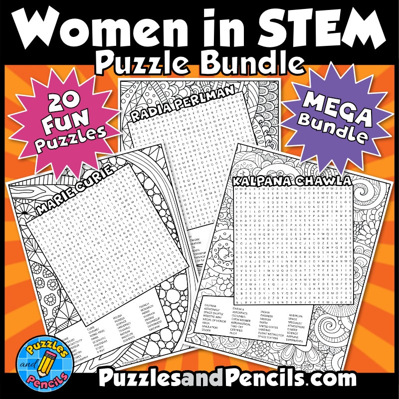 Women In STEM Word Search Puzzle MEGA BUNDLE 20 Wordsearch Puzzles Made By Teachers