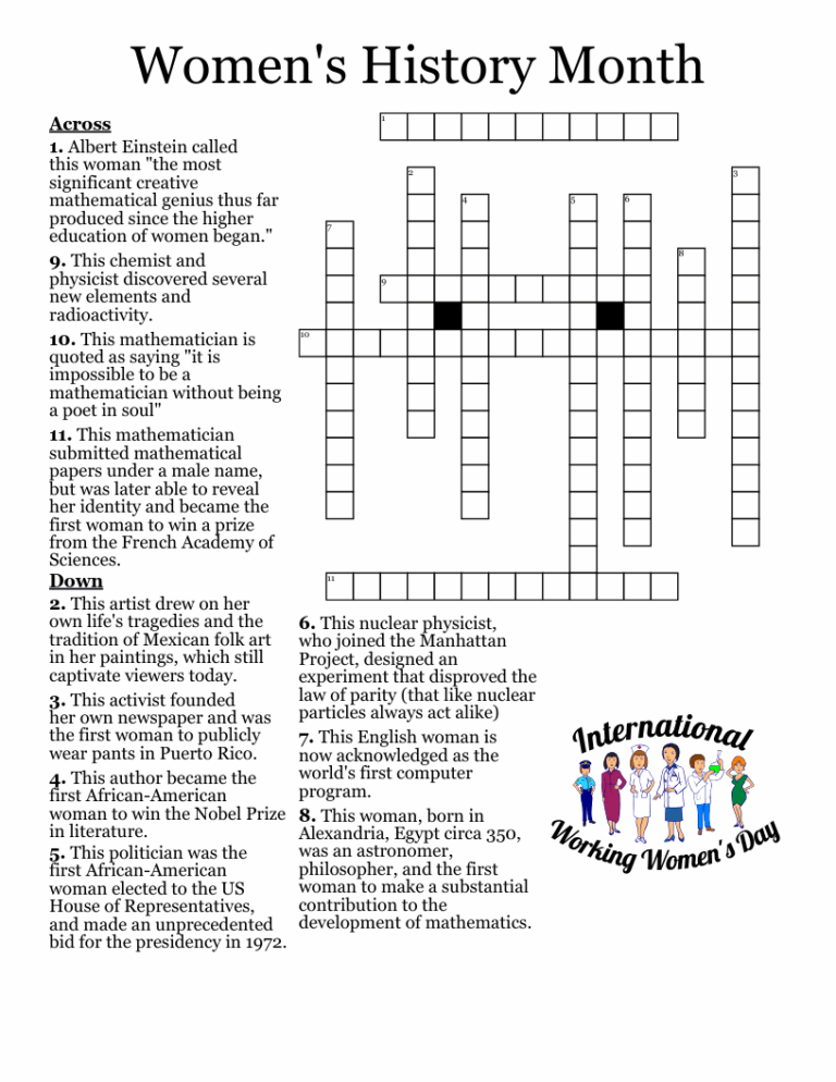 Women s History Month Crossword WordMint