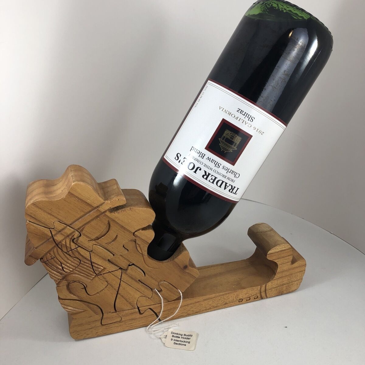 Wooden Wine Bottle Puzzle Brain Teaser Drinking Buddy Bottle Holder no Wine EBay