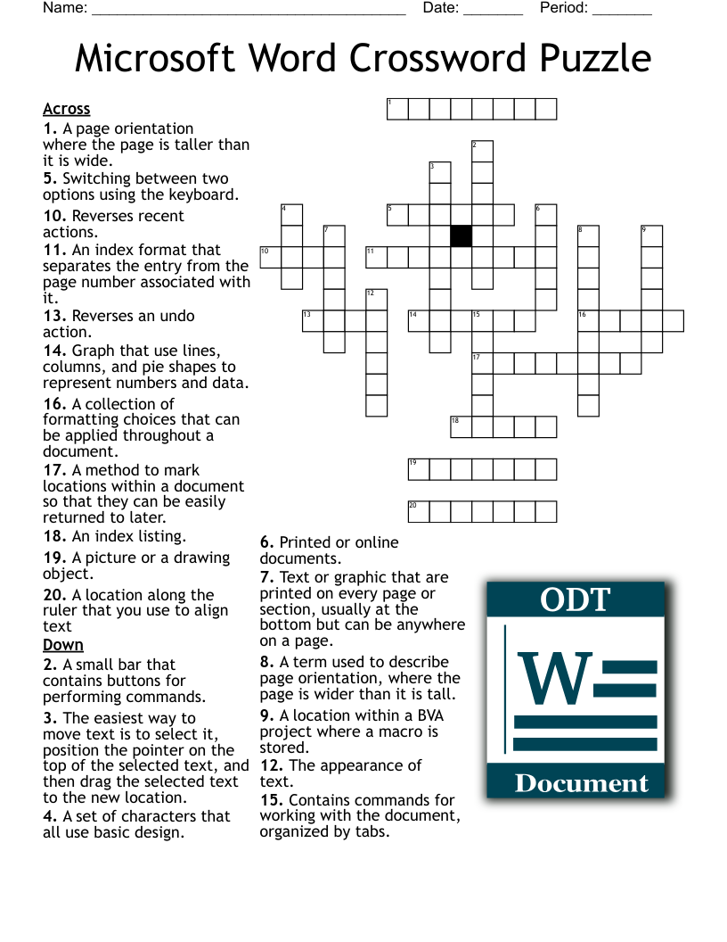 Word 2016 Vocabulary Lessons 1 4 Review Crossword WordMint