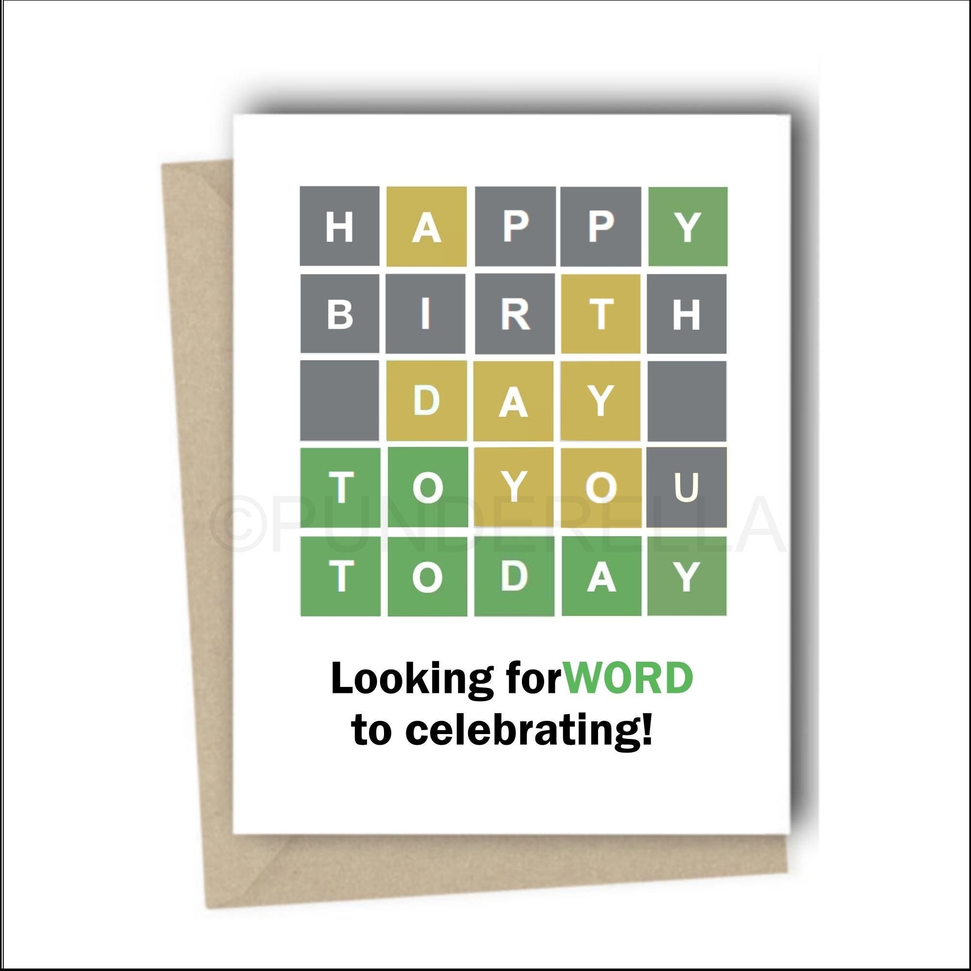 Word Puzzle Birthday Card Happy Birthday Card Word Problem Crossword Card Spelling Bee Card Puzzle Card