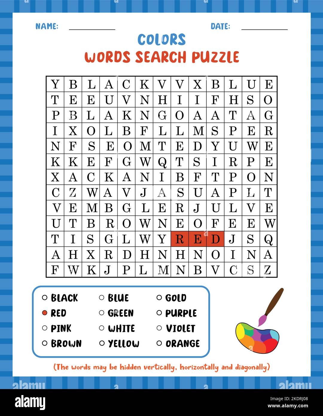 Word Search Game Colors Word Search Puzzle Worksheet For Learning English Stock Vector Image U0026 Art Alamy