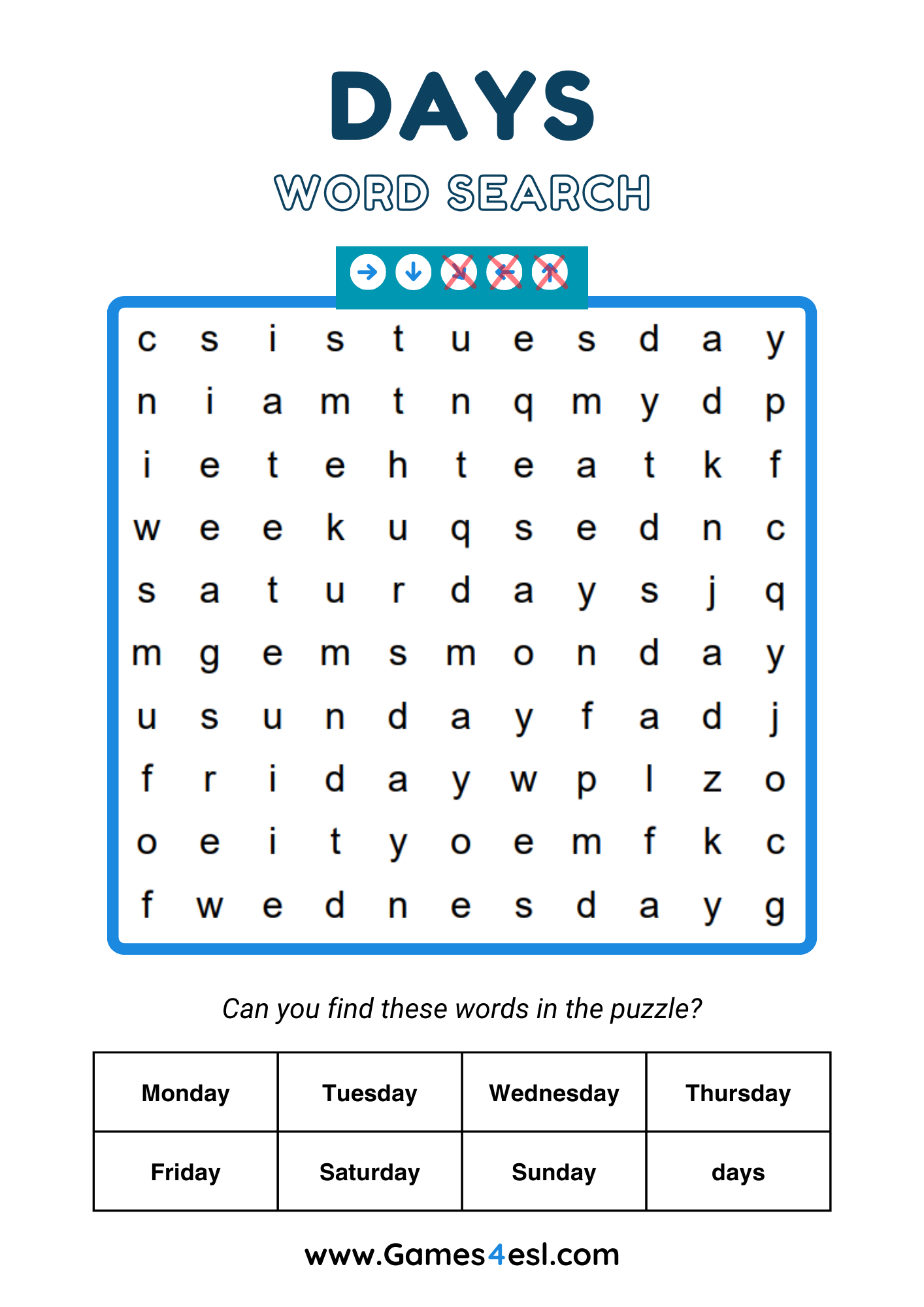 Word Searches For Grade 1 Games4esl