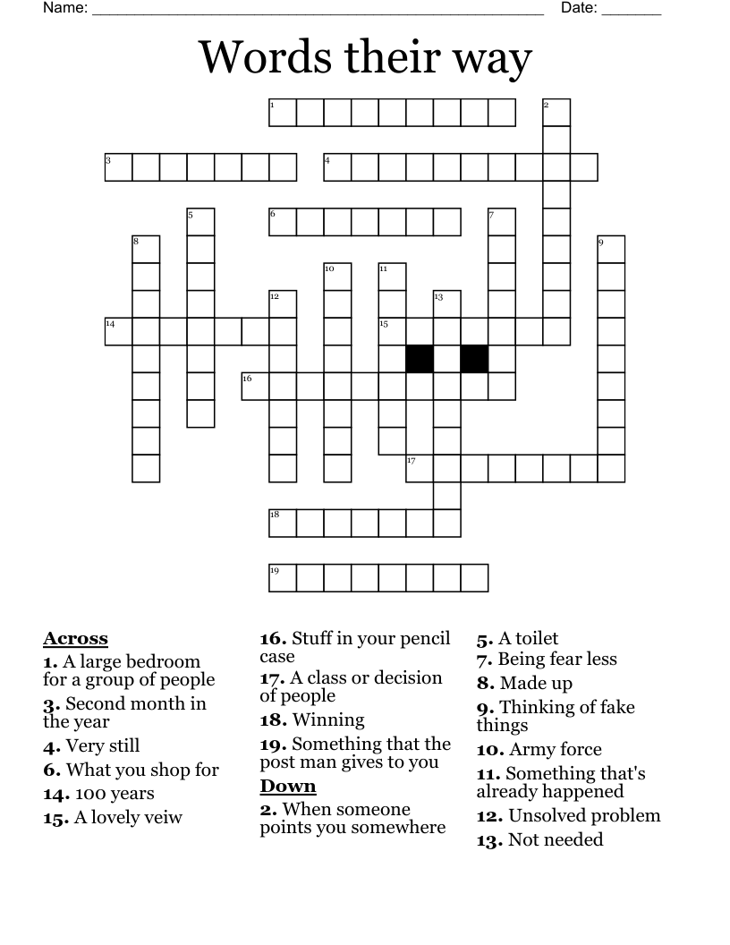 Words Their Way Crossword WordMint