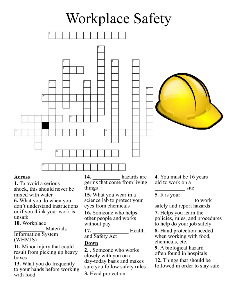 Workplace Safety Crossword WordMint