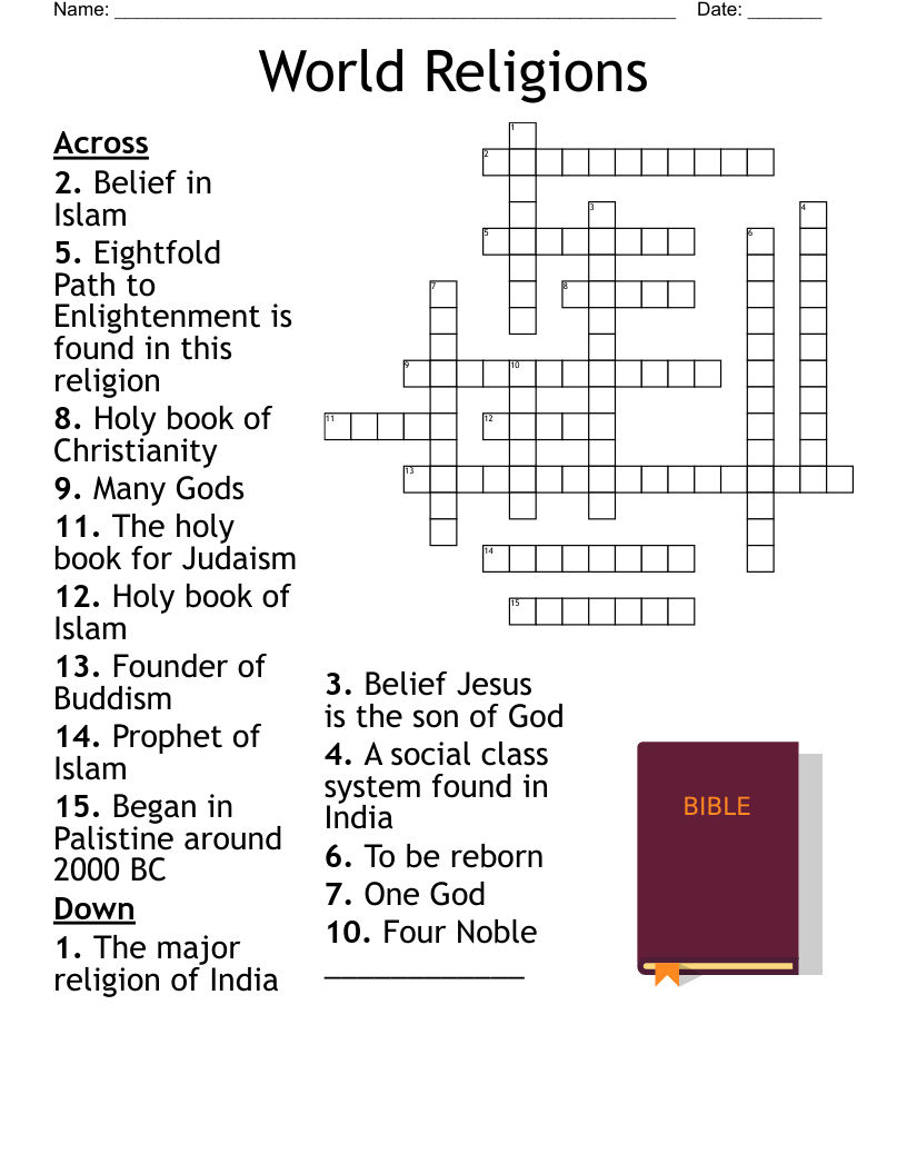 World Religions Crossword WordMint