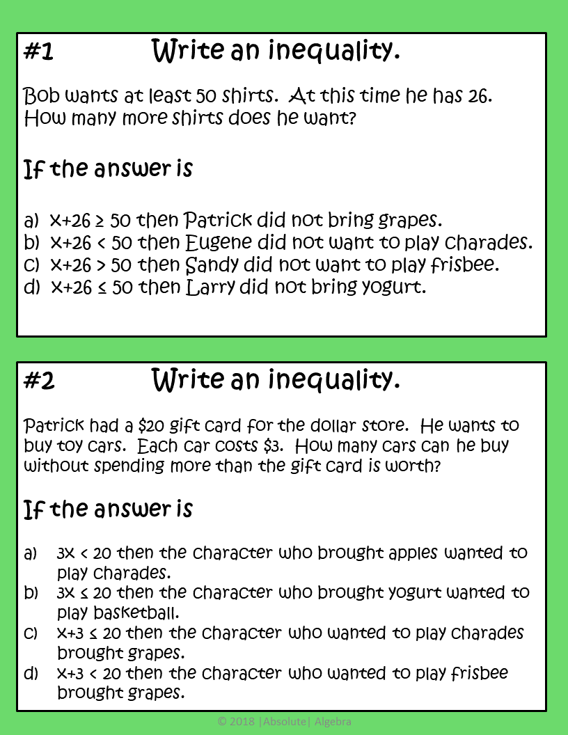 Inequality Puzzle Practice Worksheet Answers