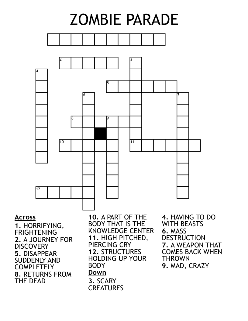 ZOMBIE PARADE Crossword WordMint ZOMBIE PARADE Crossword WordMint